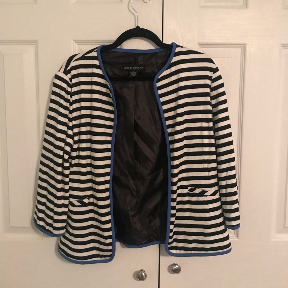 Leslie Stuart Black and white striped blazer